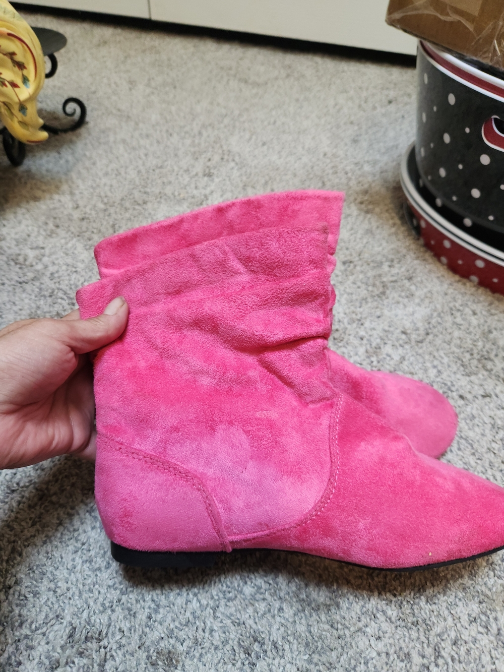 Women's Pink Suede Ankle Booties - Stylish Slip-On Booties